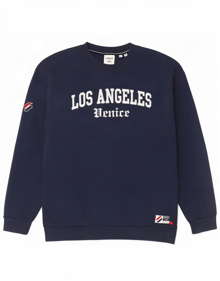 Superdry moletom gráfico masculino jumper pequeno algodão azul marinho
