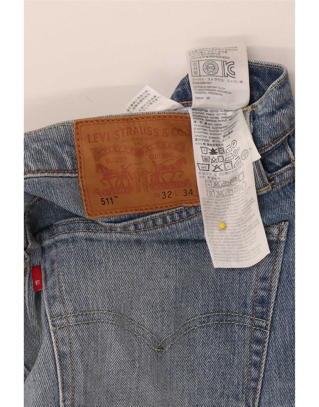 Shorts jeans masculino 511 Levi's W32 azul médio algodão