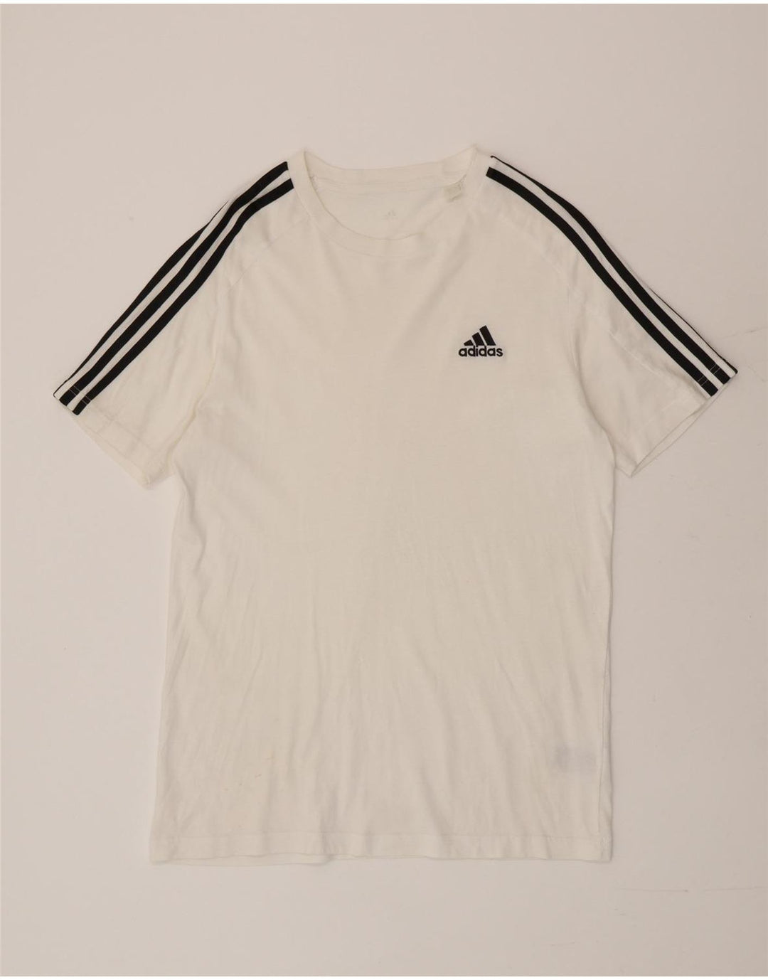 Adidas Mens T-Shirt Top Pequeno Algodão Branco