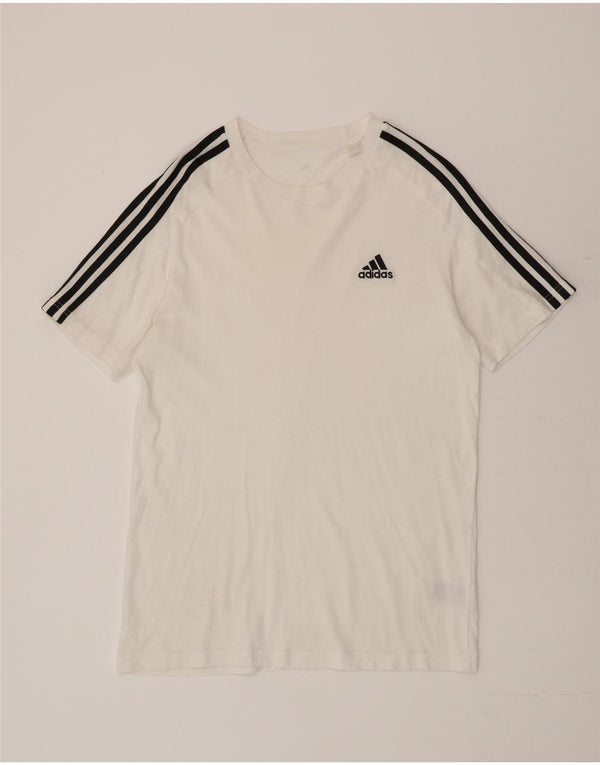 Adidas Mens T-Shirt Top Pequeno Algodão Branco
