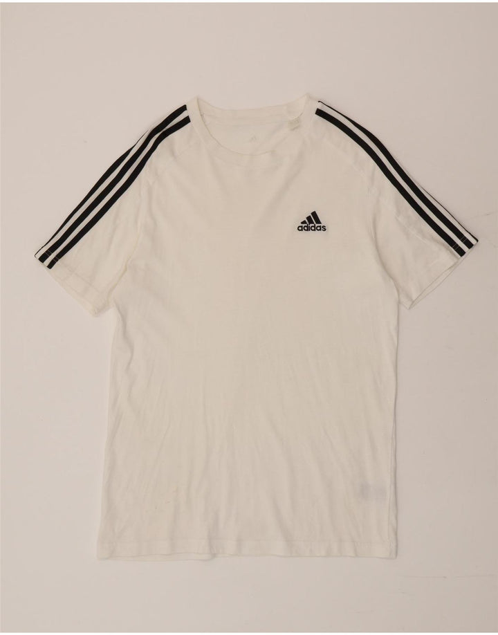 Adidas Mens T-Shirt Top Pequeno Algodão Branco