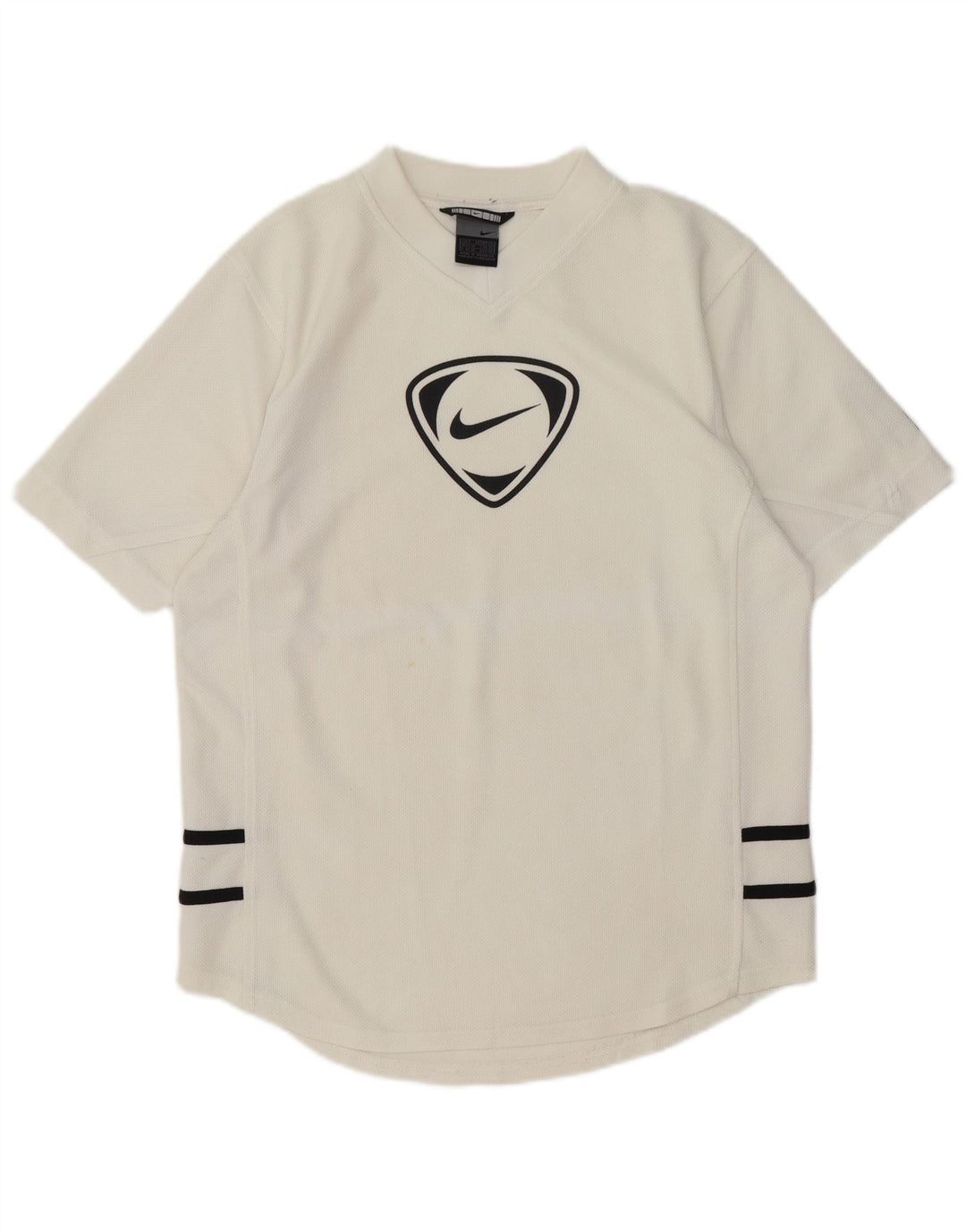 Camiseta Nike masculina gráfica Top UK 36/38 pequena listrada branca de poliéster