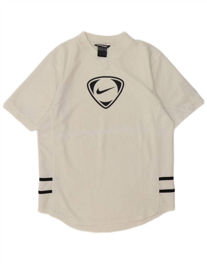 Camiseta Nike masculina gráfica Top UK 36/38 pequena listrada branca de poliéster