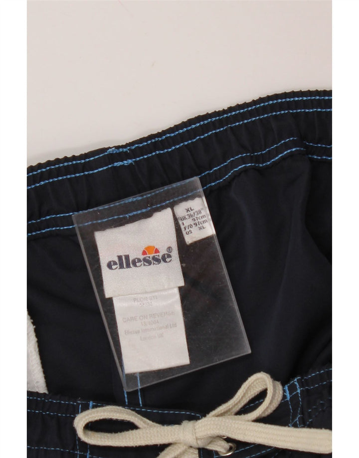ELLESSE Mens Swimming Shorts XL  Navy Blue Colourblock Polyester