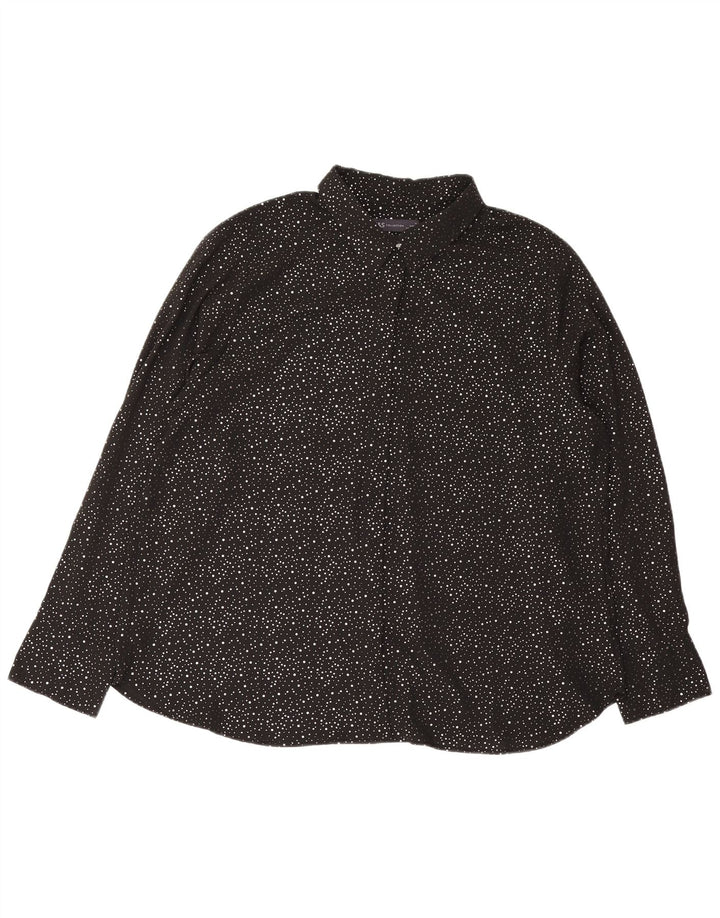 Blusa feminina Marks & Spencer grande tamanho Reino Unido 18 XL preta manchada