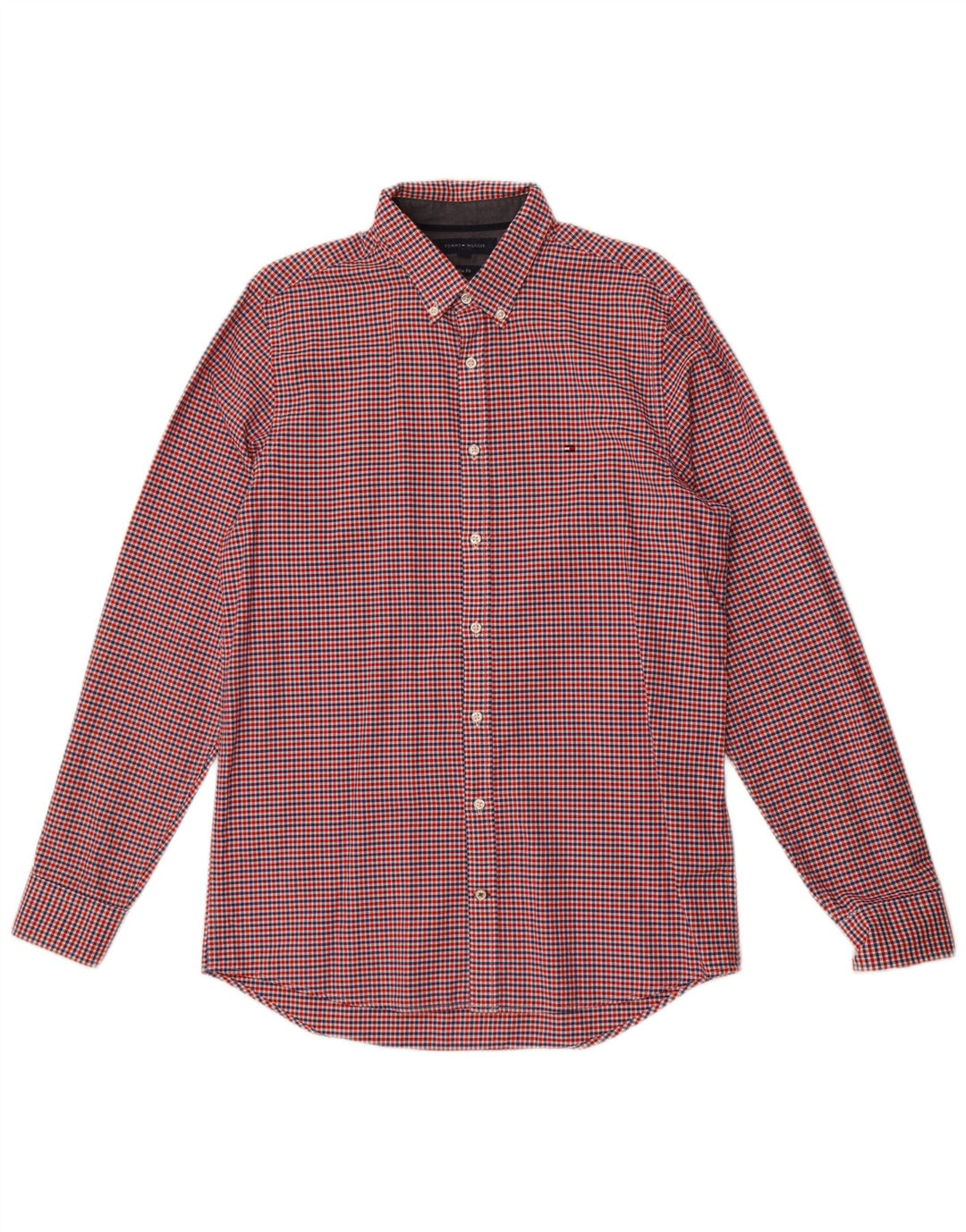 Camisa masculina Slim Fit Tommy Hilfiger grande algodão guingão multicolorido