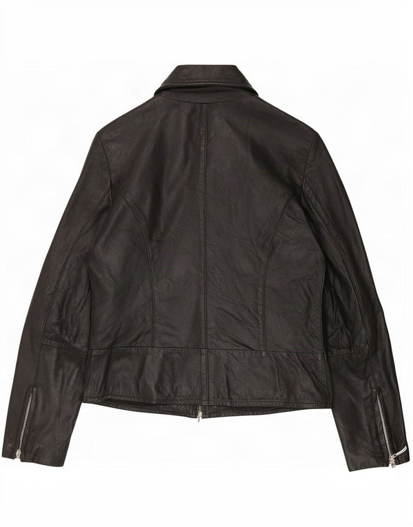 Vintage Womens Leather Jacket IT 42 Medium Black