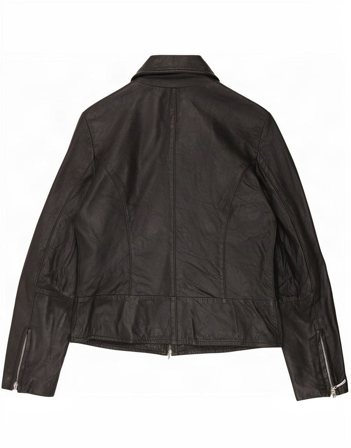 Jaqueta de couro feminina vintage IT 42 médio preto