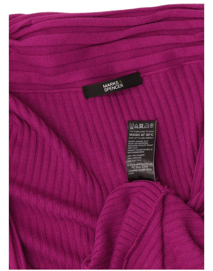 Suéter cardigã feminino assimétrico aberto Marks & Spencer Reino Unido 16 grande rosa