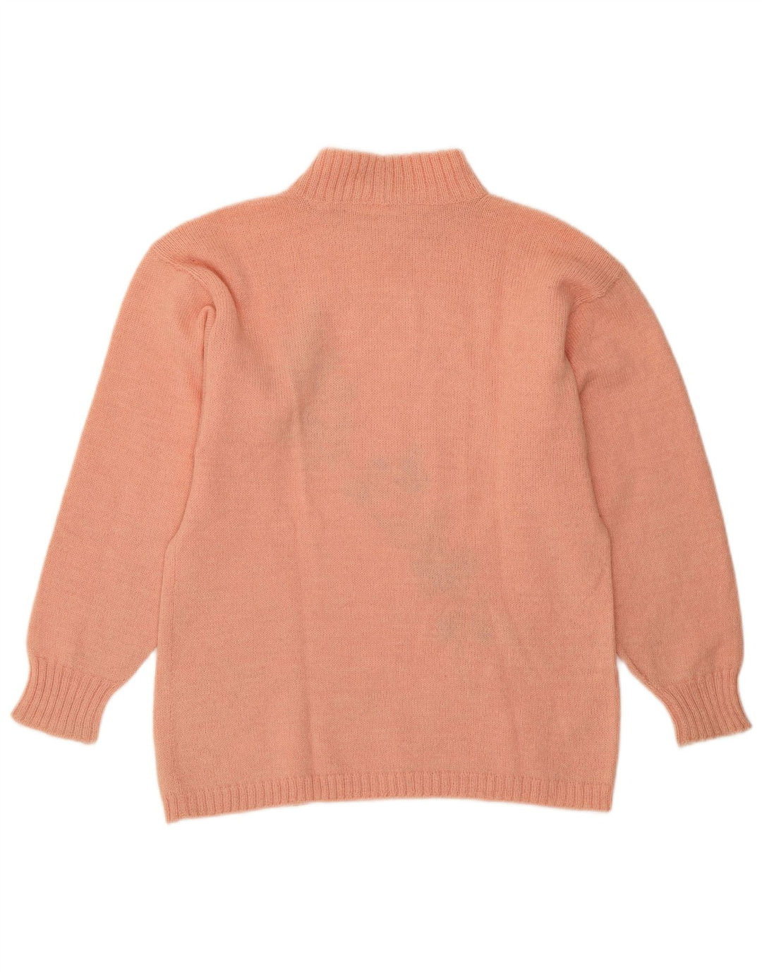 Suéter feminino vintage com gola tartaruga Reino Unido 14 médio rosa floral