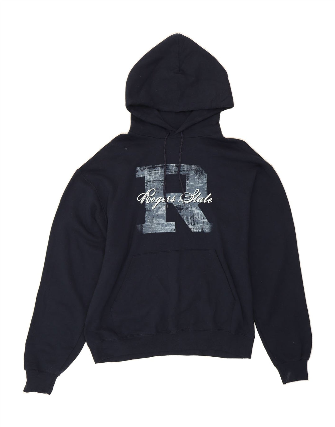 CHAMPION Mens Graphic Hoodie Jumper Large Navy Blue Cotton Vintage Champion and Second-Hand Champion from Messina Hembry 