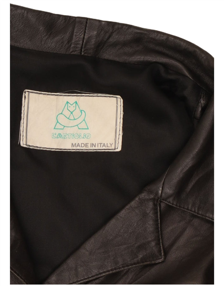 Jaqueta de couro feminina vintage UK 16 grande preta