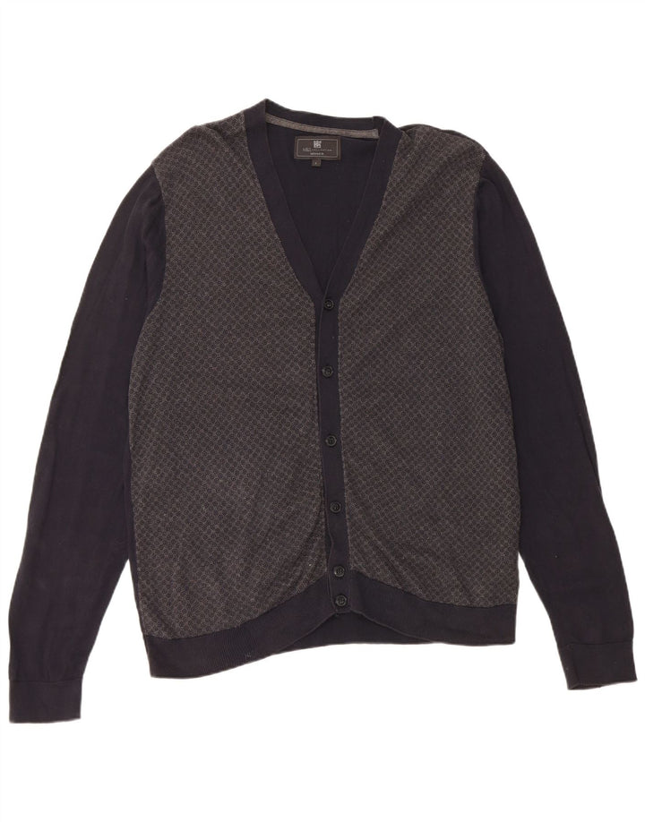 Suéter cardigã masculino Marks & Spencer sob medida grande azul marinho