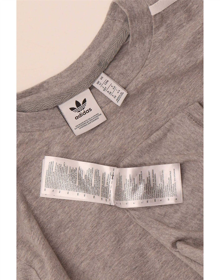 Top feminino Adidas manga comprida UK 12 algodão cinza médio