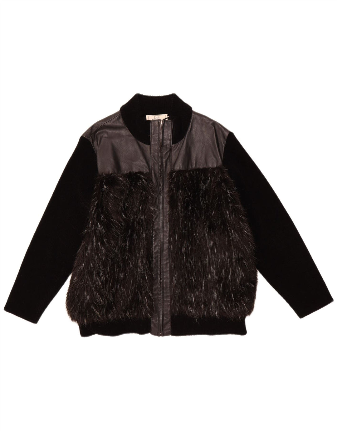 Jaqueta de couro feminina VINTAGE UK 18 XL couro preto