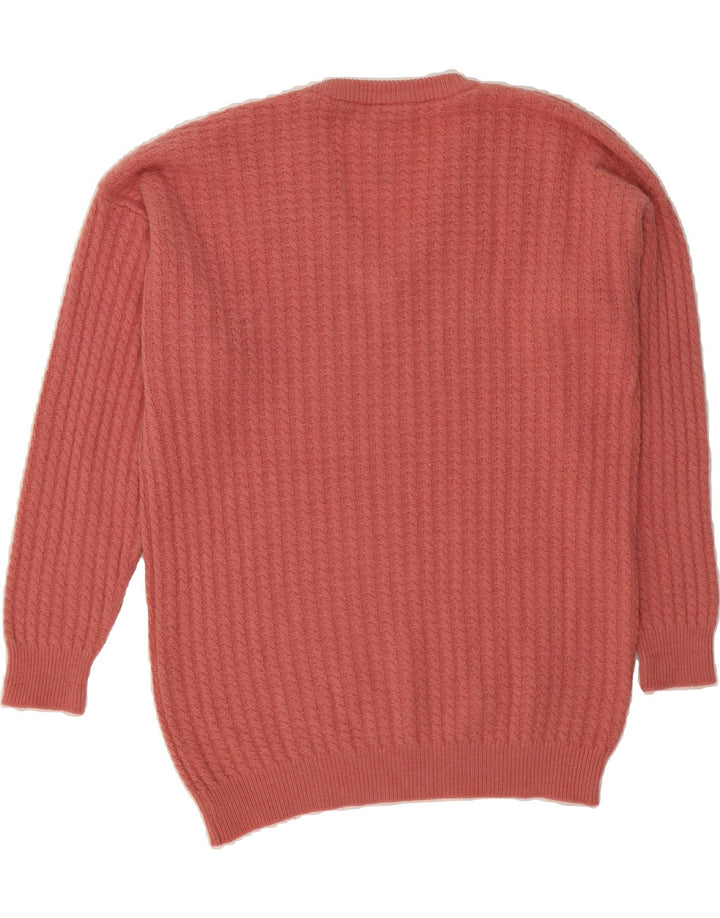 VINTAGE Womens V-Neck Jumper Sweater EU 44 XL Pink Virgin Wool Vintage Vintage and Second-Hand Vintage from Messina Hembry 