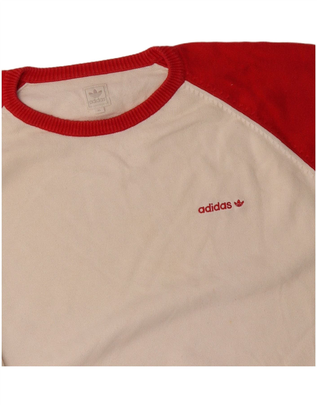 Adidas Mens Moletom Jumper XL Branco Colorblock Algodão