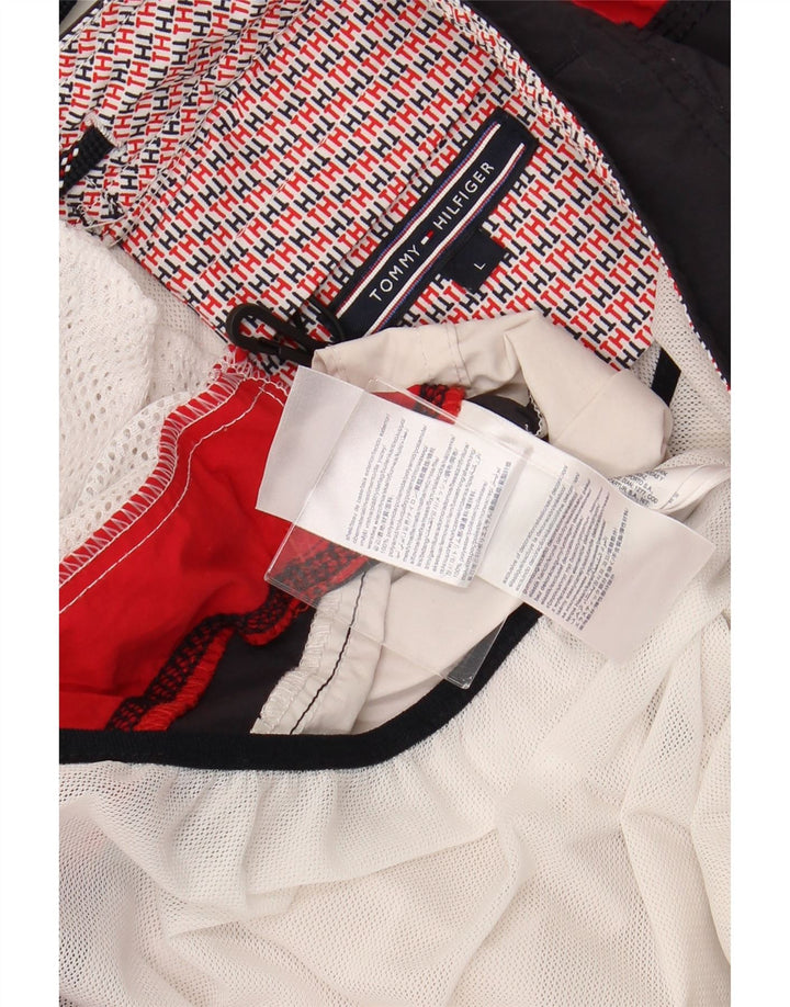 Shorts de natação masculino TOMMY HILFIGER grande bloco colorido branco