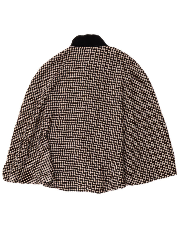 Regina Schrecker Womens Poncho Coat IT 42 Medium Black Houndstooth Wool