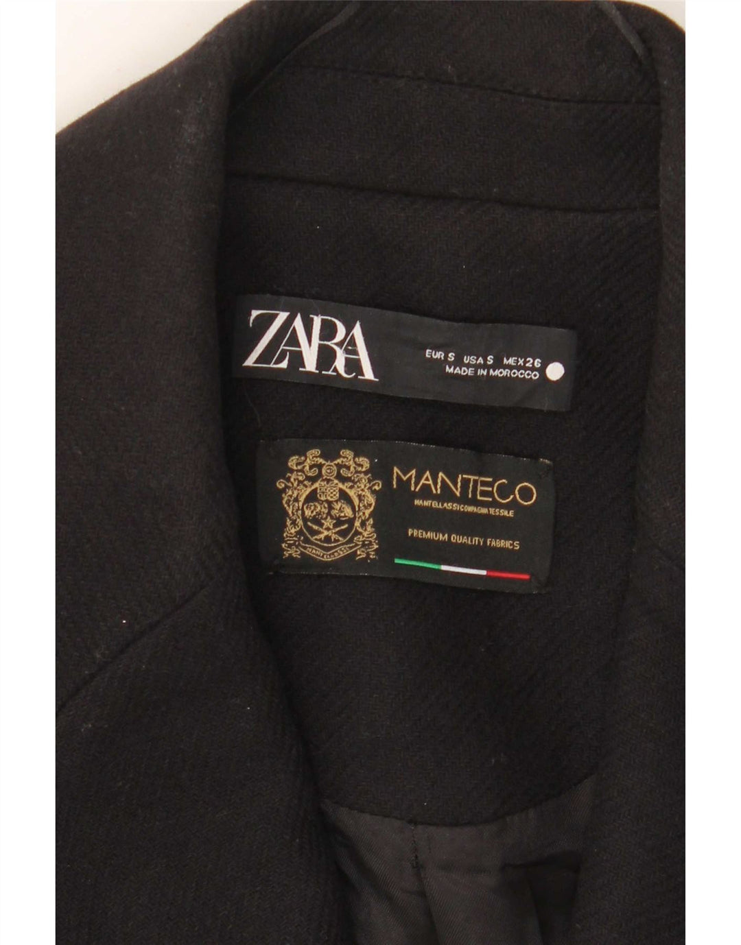 Zara Casaco feminino oversized com peito duplo Reino Unido 10 pequeno preto