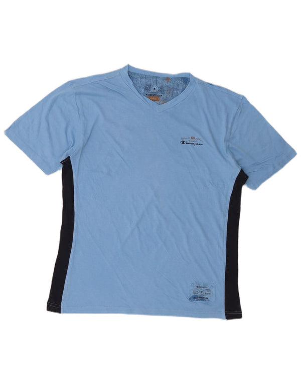 Camiseta masculina Champion algodão colorblock azul médio