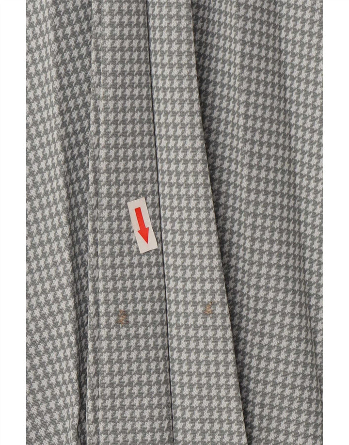 Saia plissada feminina vintage W30 Houndstooth cinza médio