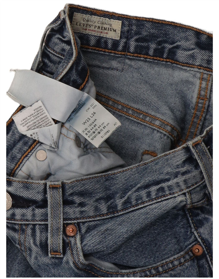 Calça jeans feminina Levi's 501 Straight W25 L26 azul algodão