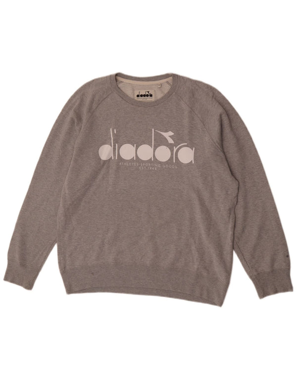 Diadora Mens Graphic Moletom Jumper XL Cinza Algodão Flecked