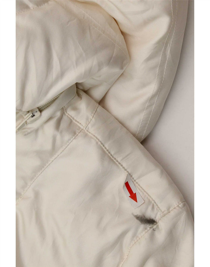 Jaqueta acolchoada com capuz feminino Fila UK 14 grande poliéster branco