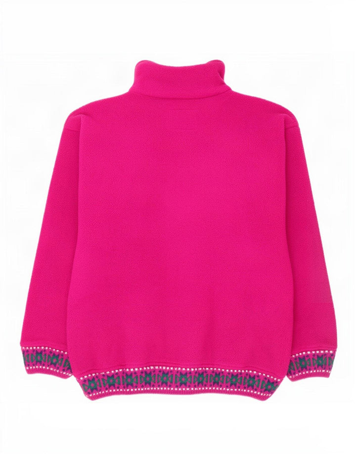 Suéter de lã feminino Silvy com gola e zíper gráfico UK 14 grande poliéster rosa