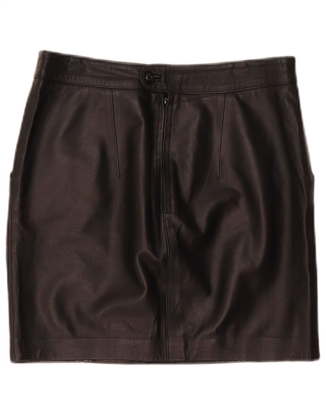 Mini saia de couro feminina vintage W30 médio preto