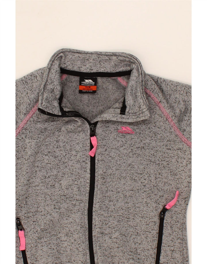 TRESPASS Girls Tracksuit Top Jacket 7-8 Years Grey Cotton Vintage Trespass and Second-Hand Trespass from Messina Hembry 