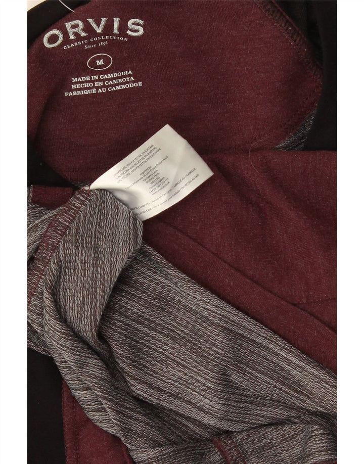 ORVIS Top masculino de manga comprida médio Borgonha Colourblock Viscose