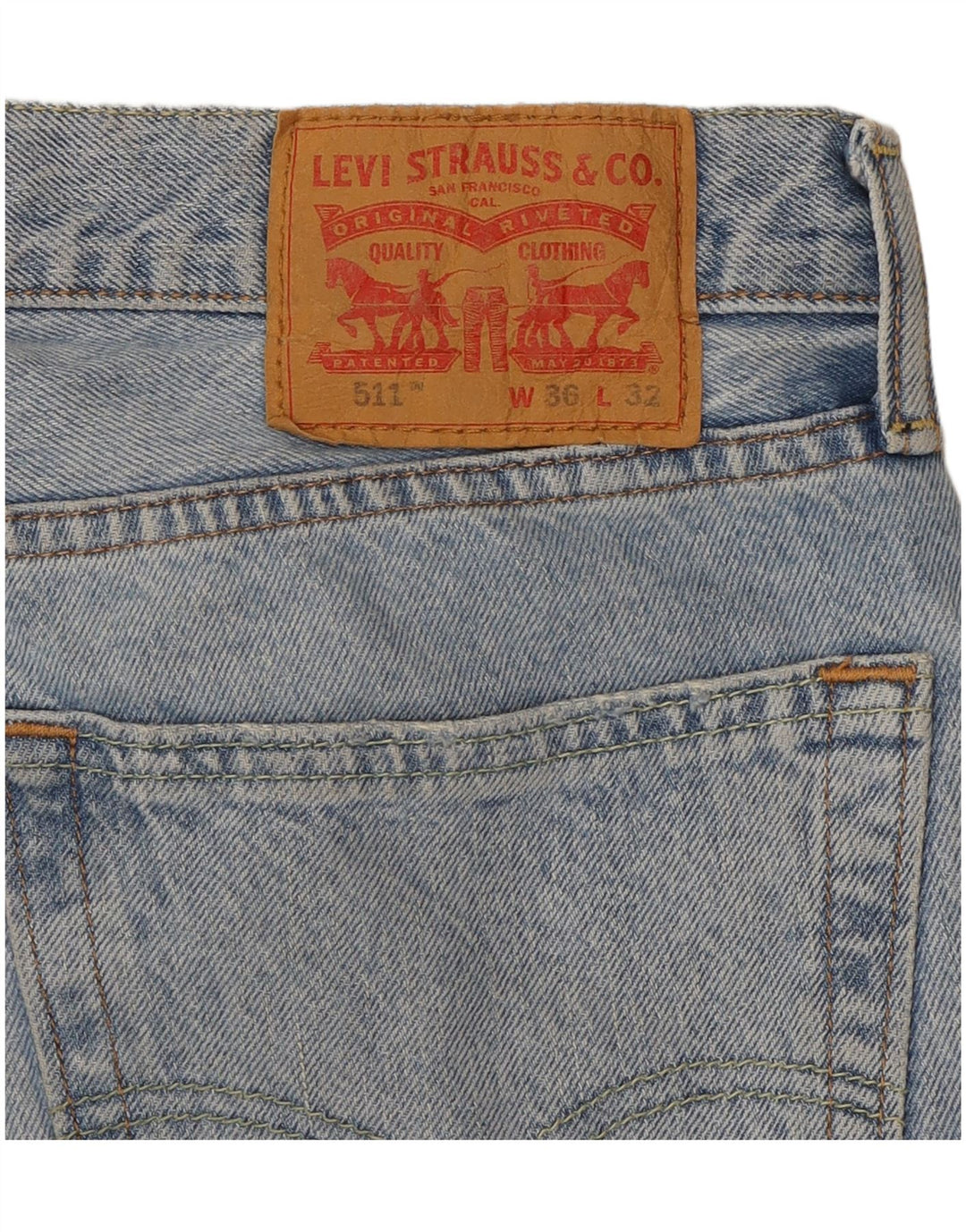 LEVI'S Masculino 511 Tapered Jeans W36 L32 Azul Algodão