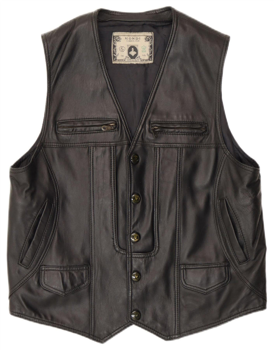 Colete de couro masculino Mondi UK 36 pequeno preto