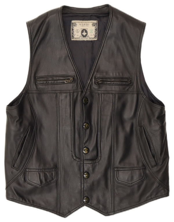 Colete de couro masculino Mondi UK 36 pequeno preto