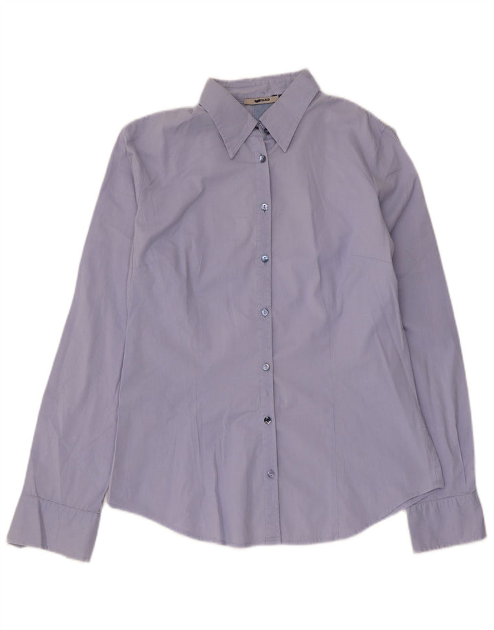 Camisa feminina Gas UK 14 algodão azul médio