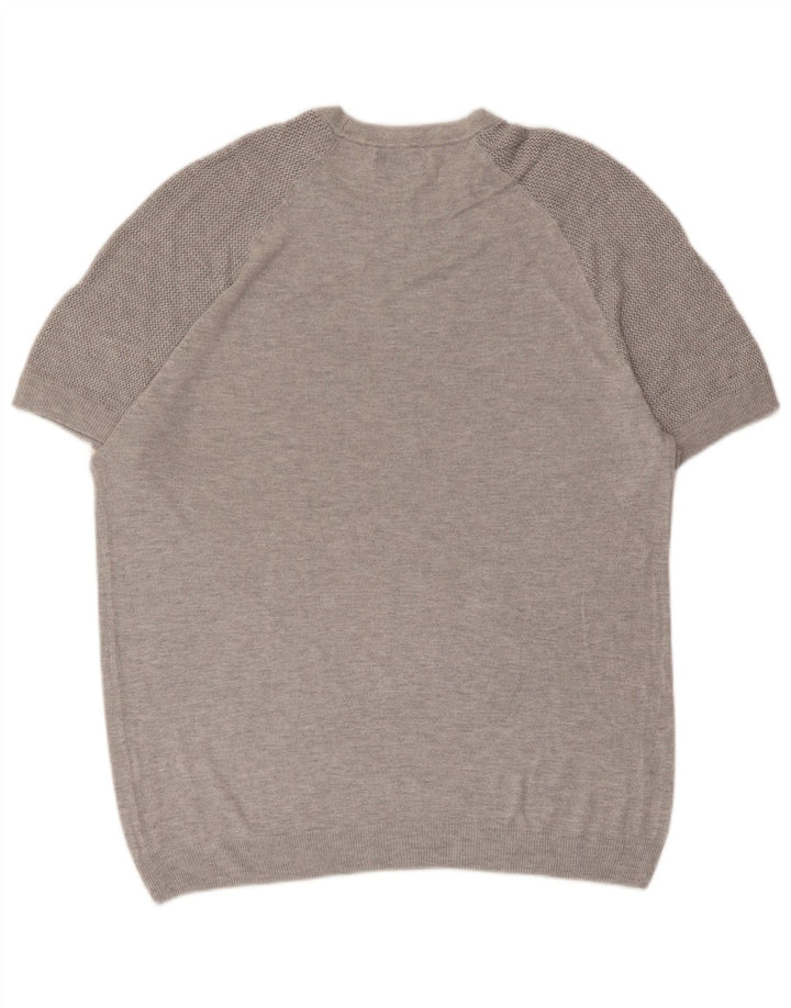 ZARA Suéter masculino de manga curta com gola redonda XL cinza