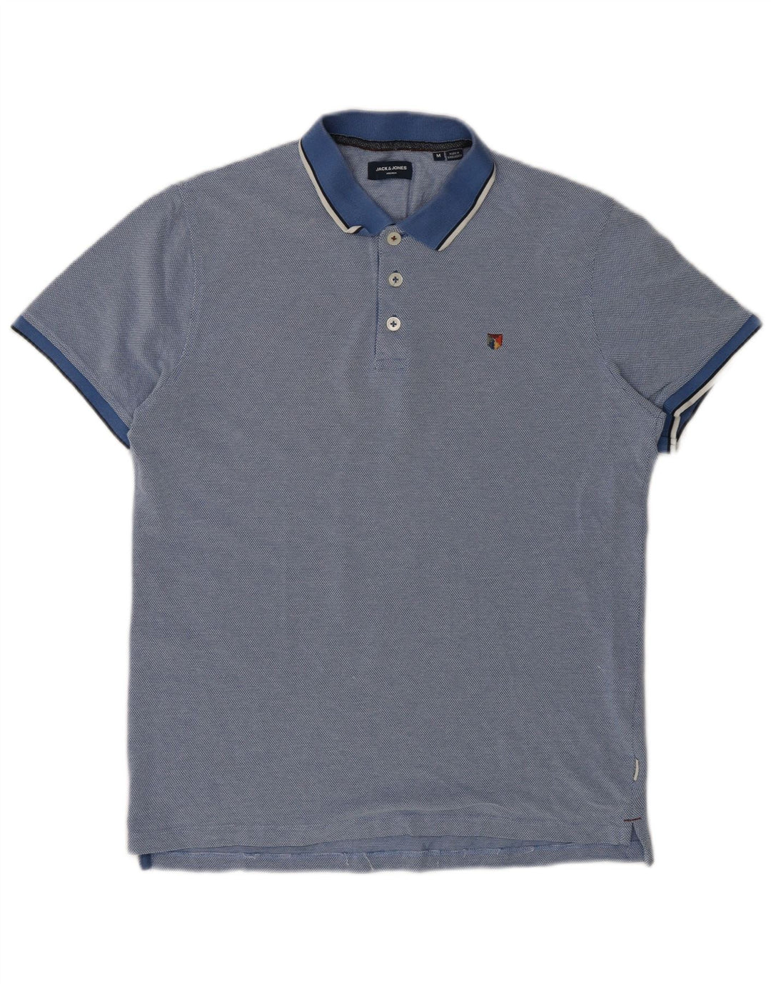 Camisa polo masculina Jack & Jones de algodão azul médio