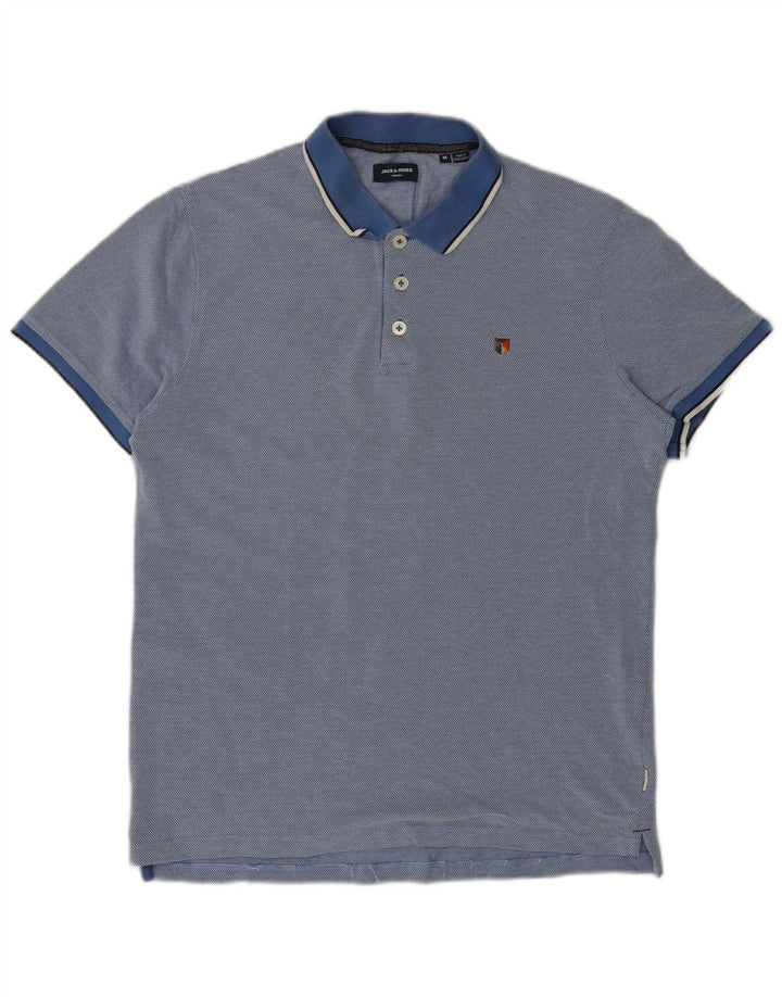 Camisa polo masculina Jack & Jones de algodão azul médio