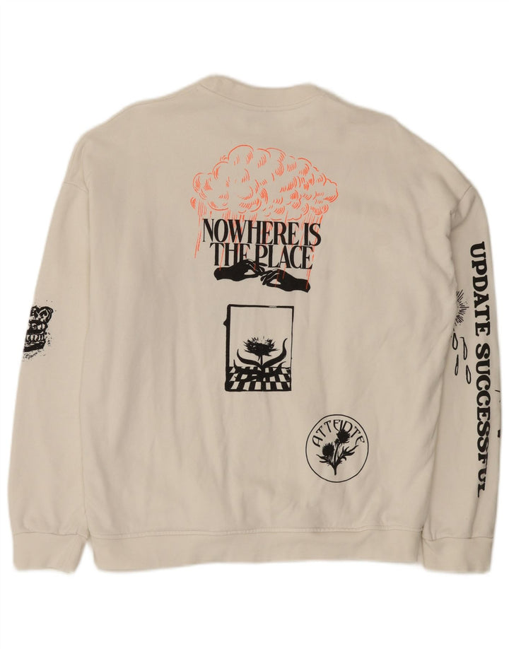 Zara moletom gráfico masculino jumper pequeno algodão branco