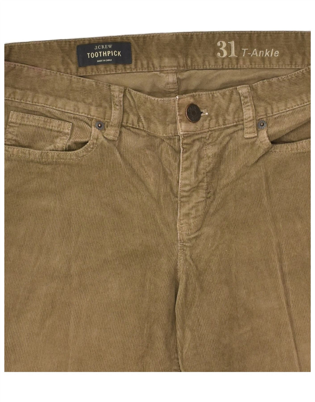 J. CREW Womens Toothpick Slim Corduroy Trousers W31 L29  Brown Cotton | Vintage J. Crew | Thrift | Second-Hand J. Crew | Used Clothing | Messina Hembry 