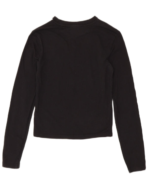 Top cropped feminino Adidas manga comprida UK 4/6 XS algodão preto