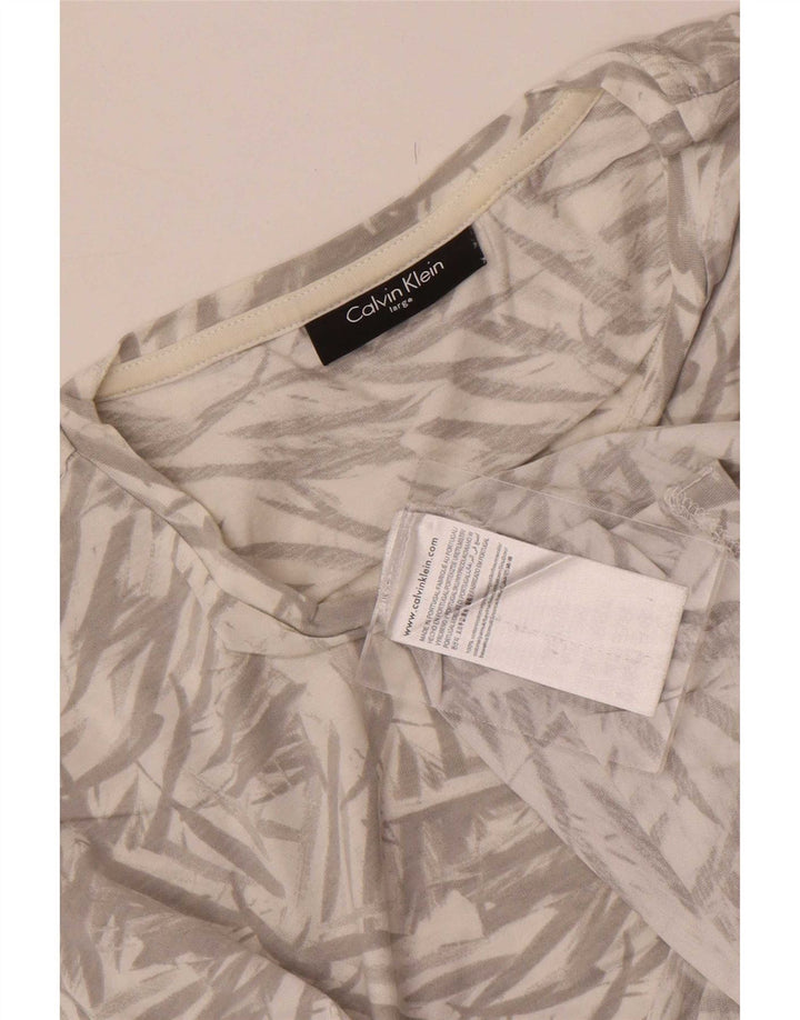 Camiseta masculina Calvin Klein com estampa abstrata de algodão cinza grande