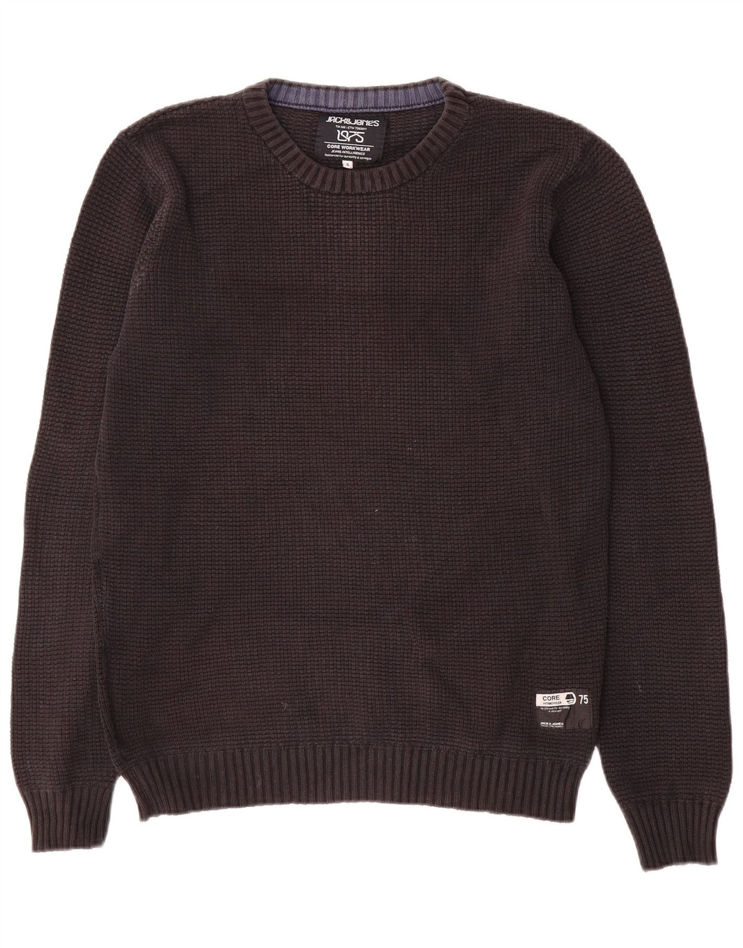 Suéter masculino Jack & Jones com gola redonda, pequeno algodão preto