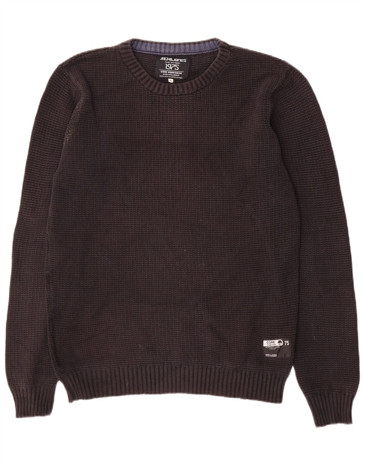 Suéter masculino Jack & Jones com gola redonda, pequeno algodão preto