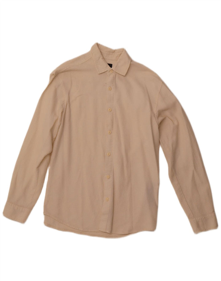Camisa masculina PULL & BEAR pequena de algodão off white