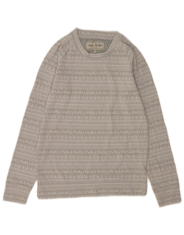 Jack Wills blusa feminina com ajuste solto e manga comprida UK 6 XS cinza Fair Isle