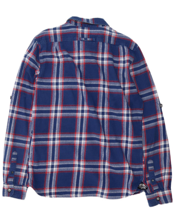 Camisa masculina de flanela Superdry grande algodão xadrez azul marinho
