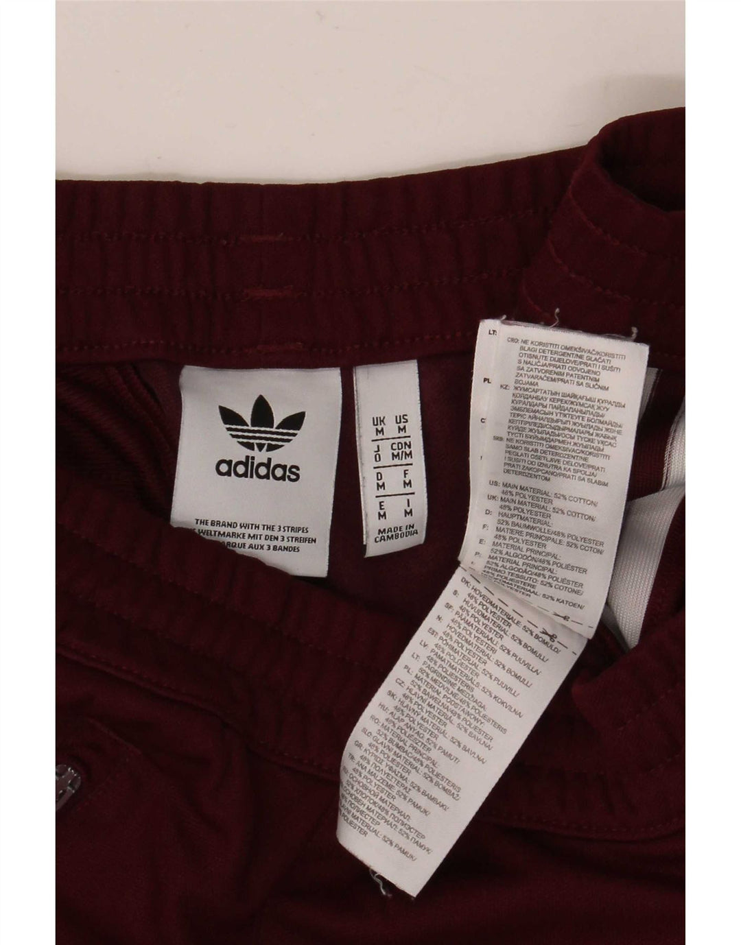 Adidas Mens Calças de Treino Médio Algodão Borgonha